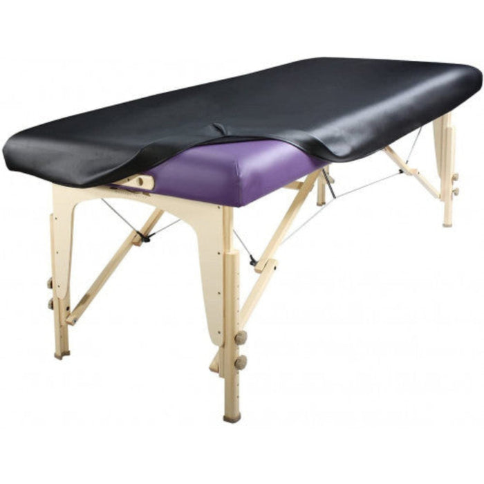 Black PU vinyl massage table protection cover close-up