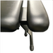 Close-up side view of the distinct gap between the thoracic and lumbar drop sections on the Series Stationary Chiropractic Drop Table 260, highlighting its precision engineering.