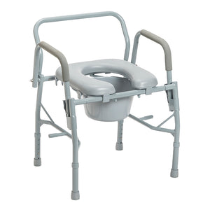 Deluxe Steel Drop-Arm Commode With Padded Seat #11125PSKD-1