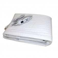 Standalone view of the folded white Deluxe Fleece Massage Table Warmer Pad, featuring its attached cord and temperature controller designed for adding relaxing warmth to clinical treatments.