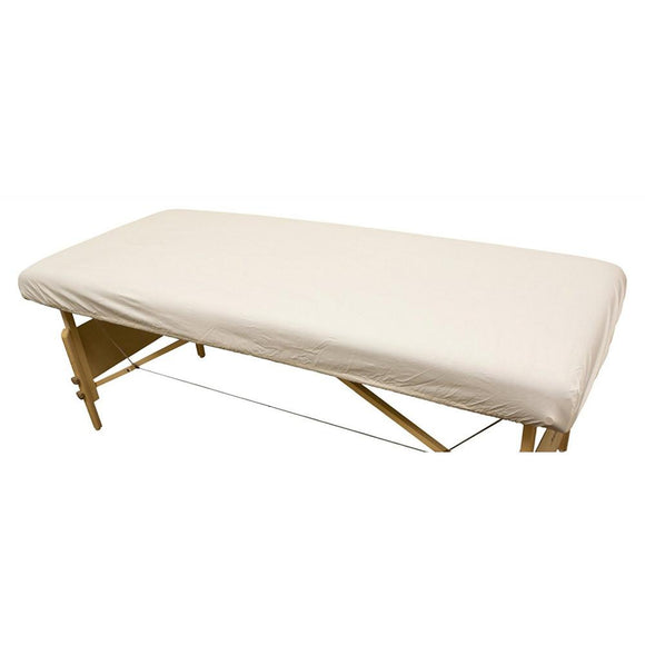 Drap de table de massage ajusté coton-poly blanc (paquet de 6)