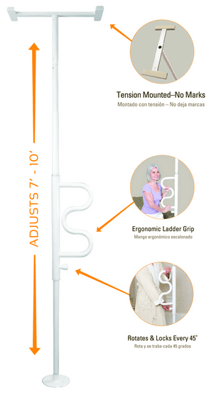 Stander Security Pole & Curve Grab Bar 1100
