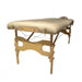 Straight profile view of the Prenatal Portable Massage Table's durable metal base, showcasing the stable support structure and clean finish of this professional Canadian-made table.