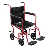 Deluxe Fly-Weight Aluminum Transport Chair with Removable Casters RTLFW19RW-RD