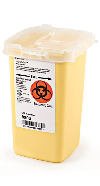 SharpSafety Sharps Container Phlebotomy, Yellow 1 Quart - Case of 100