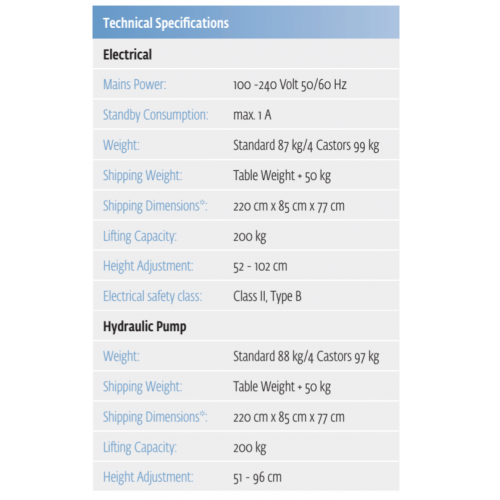 Chattanooga Galaxy Electric Hi Low 3 Section Table