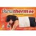Front view of the retail packaging for the 1032 Theratherm Digital Moist Heating Pad, featuring a model using the standard 14 by 27-inch pad on her lower back to relieve muscle tension and pain.